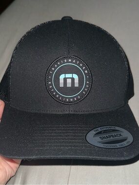 Travis Mathew Black Snapback with Teal Accent Logo